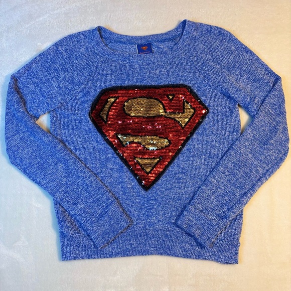 DC Comics Sweaters - COPY - Vintage Jerry Lee DC Comics Superman Sweater, Women's Blue Long Sleeve S…